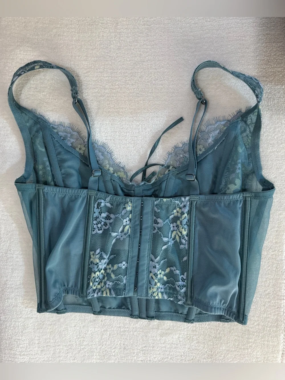 Victoria’s Secret Dream Angels Lace Corset Bralette Seafoam Green NWT Small